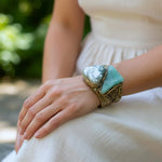 Wide Cuff Bracelet with Green Aventurine & Tree Agate 