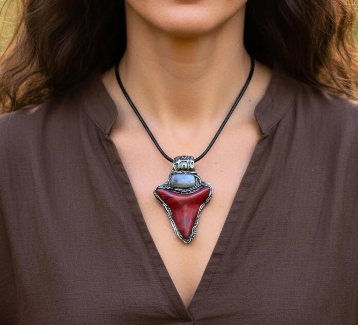 Pyrite Red Jasper Pendant Necklace - Natural Stone Talisman