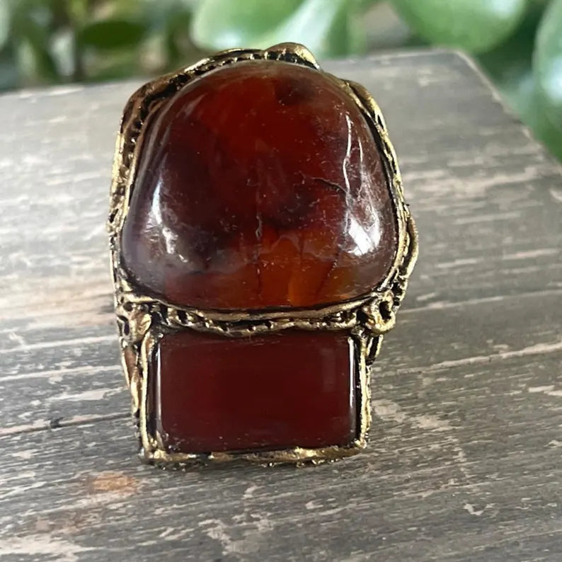 Carnelian Chunky Large Stone Ring, Big Statement Oversized Huge Cocktail Ring