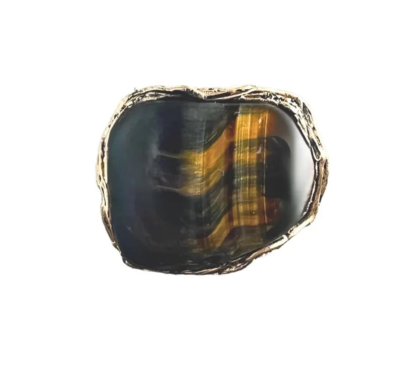 Statement Tiger Eye Ring - Chunky Gemstone Jewelry for Her