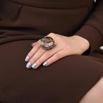 Citrine, Sunstone & Pyrite Ring - Amulet  Crystal Ring.