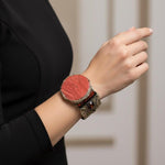 Red Jasper Stone Wide Cuff Bracelet, Art Statement Jewelry.