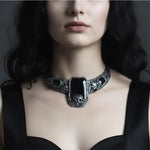 Onyx Skull Choker Necklace – Gothic Statement Jewelry