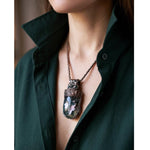 Green Flower Agate Pendant Necklace-  Healing Crystal Amulet