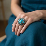 Statement Turquoise Earrings, Hoop Dangle Stud Earrings