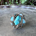 Chunky Turquoise Amazonite Ring: Raw Crystal Statement Cocktail Ring