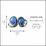 Aquamarine & Pearl Gemstone Earrings - Light Blue Statement Clip-On Earrings