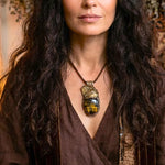 Tiger’s Eye and Citrine Talisman Pendant Necklace -  Crystal Amulet for Abundance