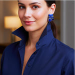 Blue Lapis Lazuli and Sodalite Statement Clip On Earrings