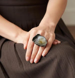 Citrine Wide Cuff Bracelet - Unique Chunky Crystal Jewelry