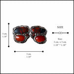 Carnelian & Petrified Wood Statement Earrings – Red Stone Clip-On Earrings