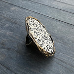 Dalmatian Jasper Stone Ring: Chunky Cocktail Ring