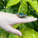 Apatite Raw Crystal Chunky Ring, Blue Stone Cocktail Ring