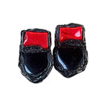 Red Coral and Black Onyx Earrings: Boho Statement Jewelry