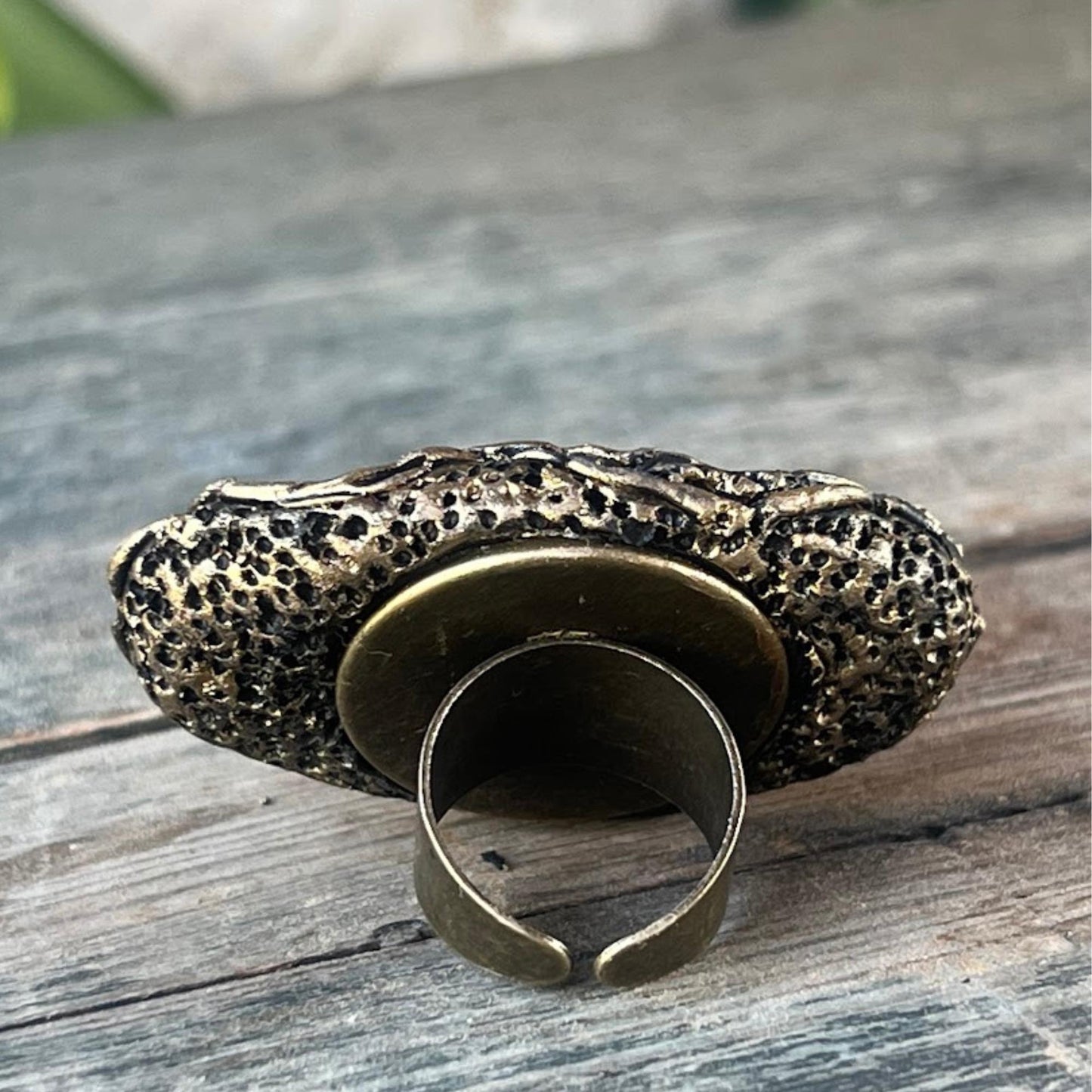 Septarian Statement Ring | Horizontal Large Stone Chunky Cocktail Jewelry