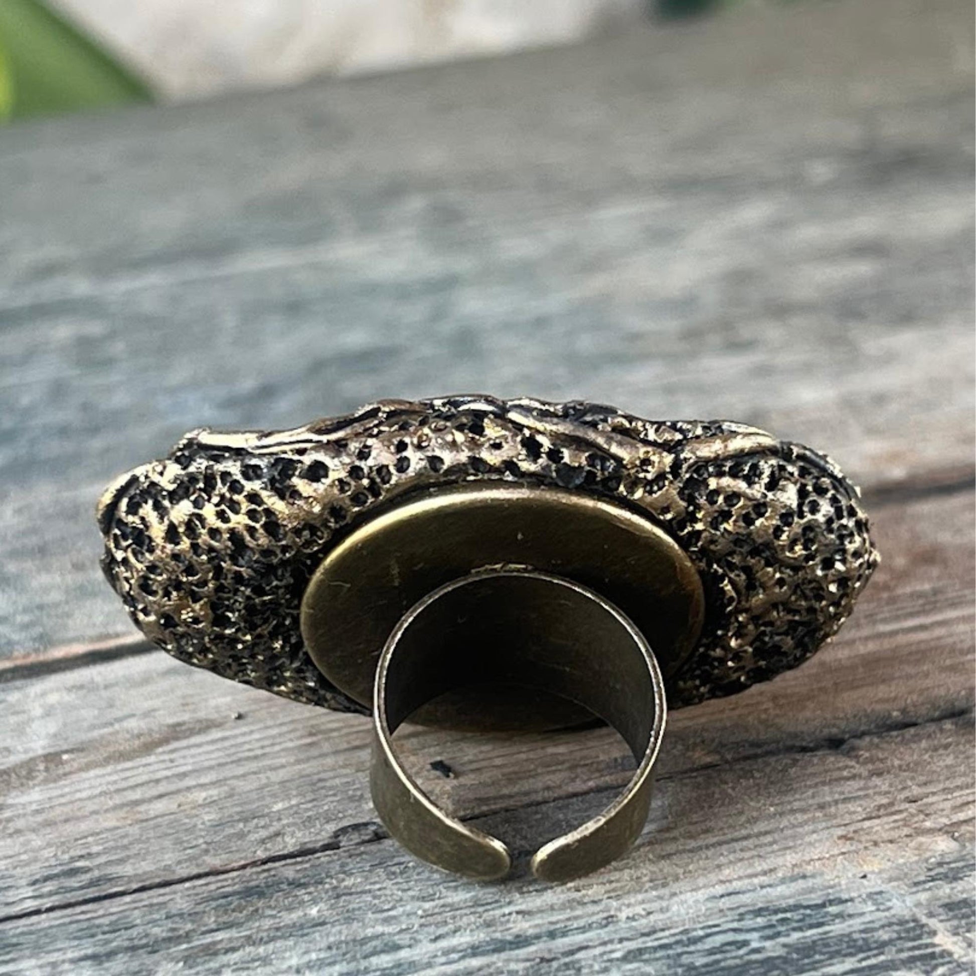 Septarian Statement Ring | Horizontal Large Stone Chunky Cocktail Jewelry