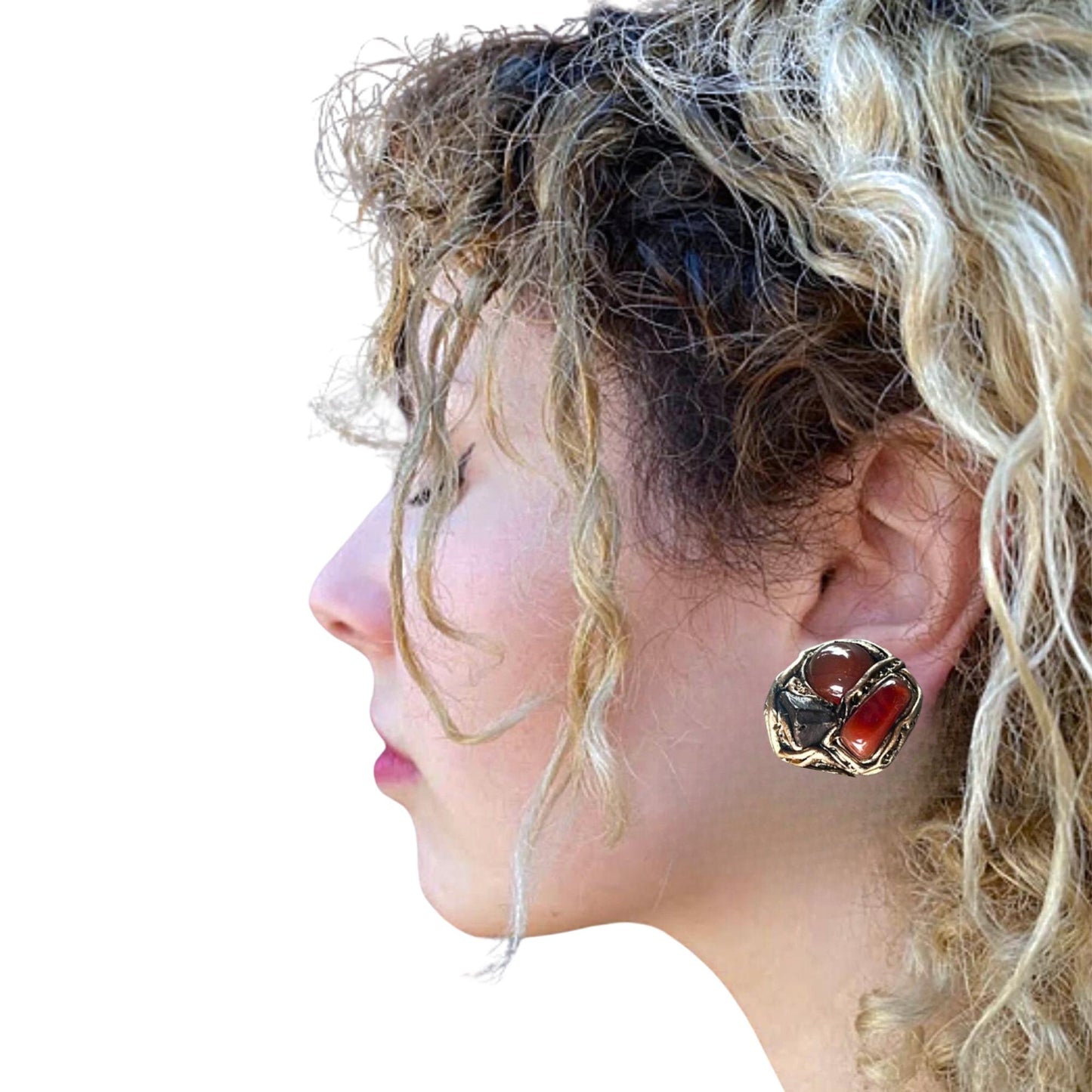 Chunky Carnelian Statement Ring - Huge Gemstone Cocktail Jewelry