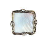 Chunky Mother of Pearl Ring: Oversized Square Cocktail Ring