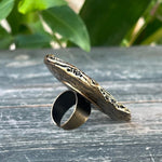 Oversized Black Obsidian Round Ring Chunky Huge Large Stone