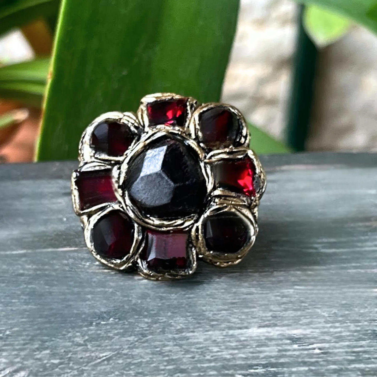 Chunky Raw Garnet Ring, Gemstone Statement Jewelry