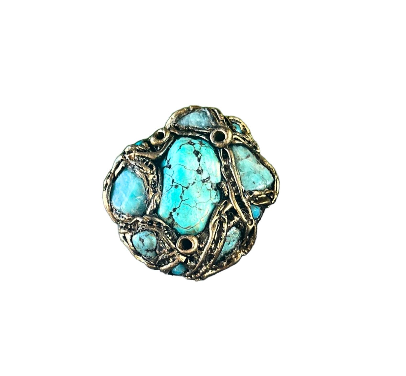 Chunky Turquoise Amazonite Ring: Raw Crystal Statement Cocktail Ring