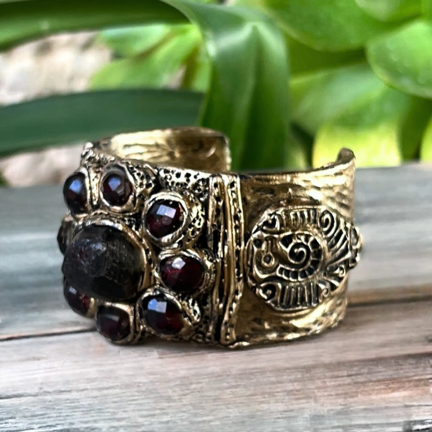 Chunky Garnet Hoop Earrings - Statement Crystal Jewelry