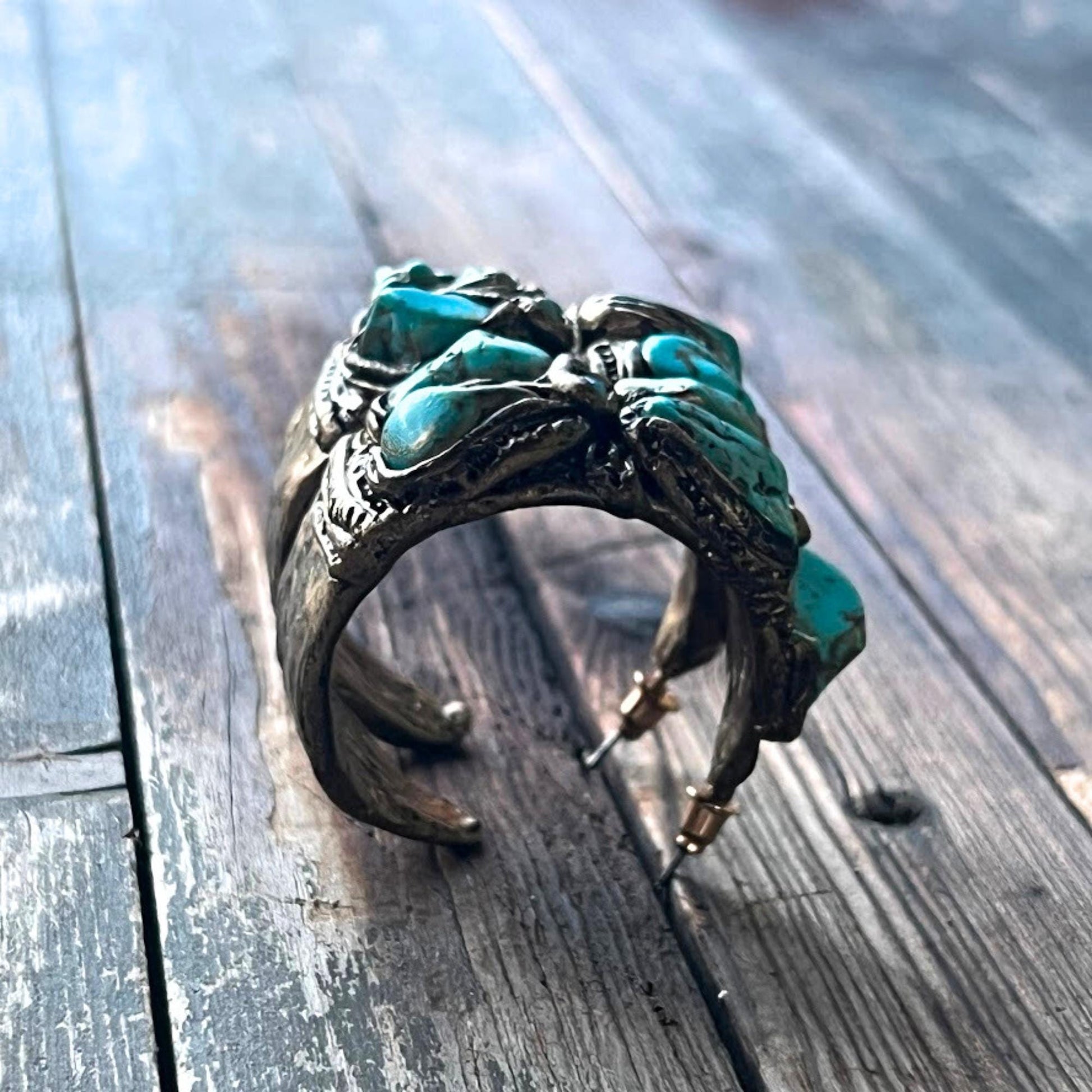 Bold Turquoise Chunky Hoop Earrings