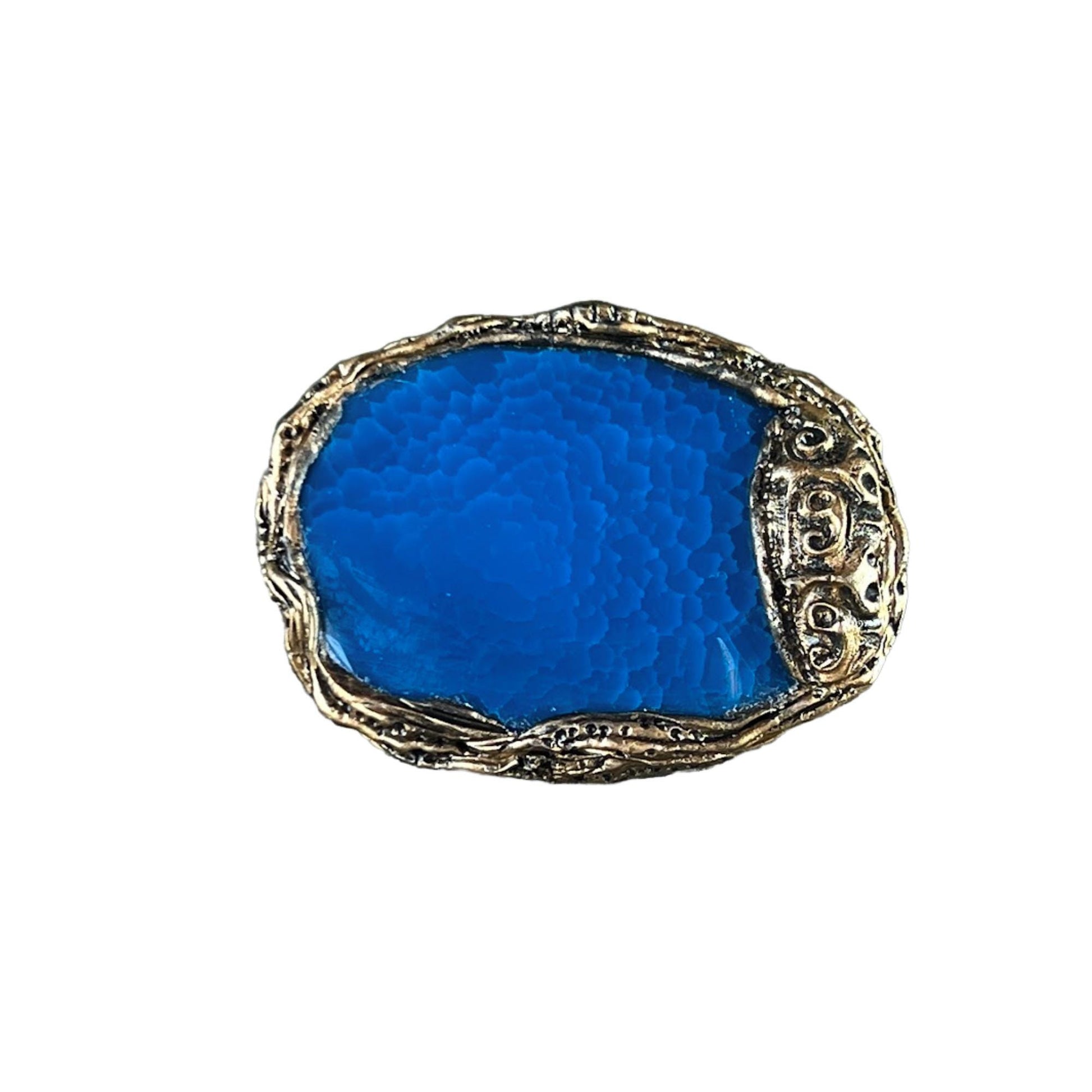 Blue Agate Chunky Stone - Oversized Statement Cocktail Ring