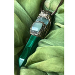 Malachite Aventurine and Fluorite Necklace -  Green Crystal Point Pendant Amulet