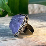 Chunky Amethyst Ring - Oversized Purple Large Stone Cocktail Ring