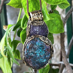 Amethyst Peacock Ore Necklace - Healing Crystal Amulet Pendant
