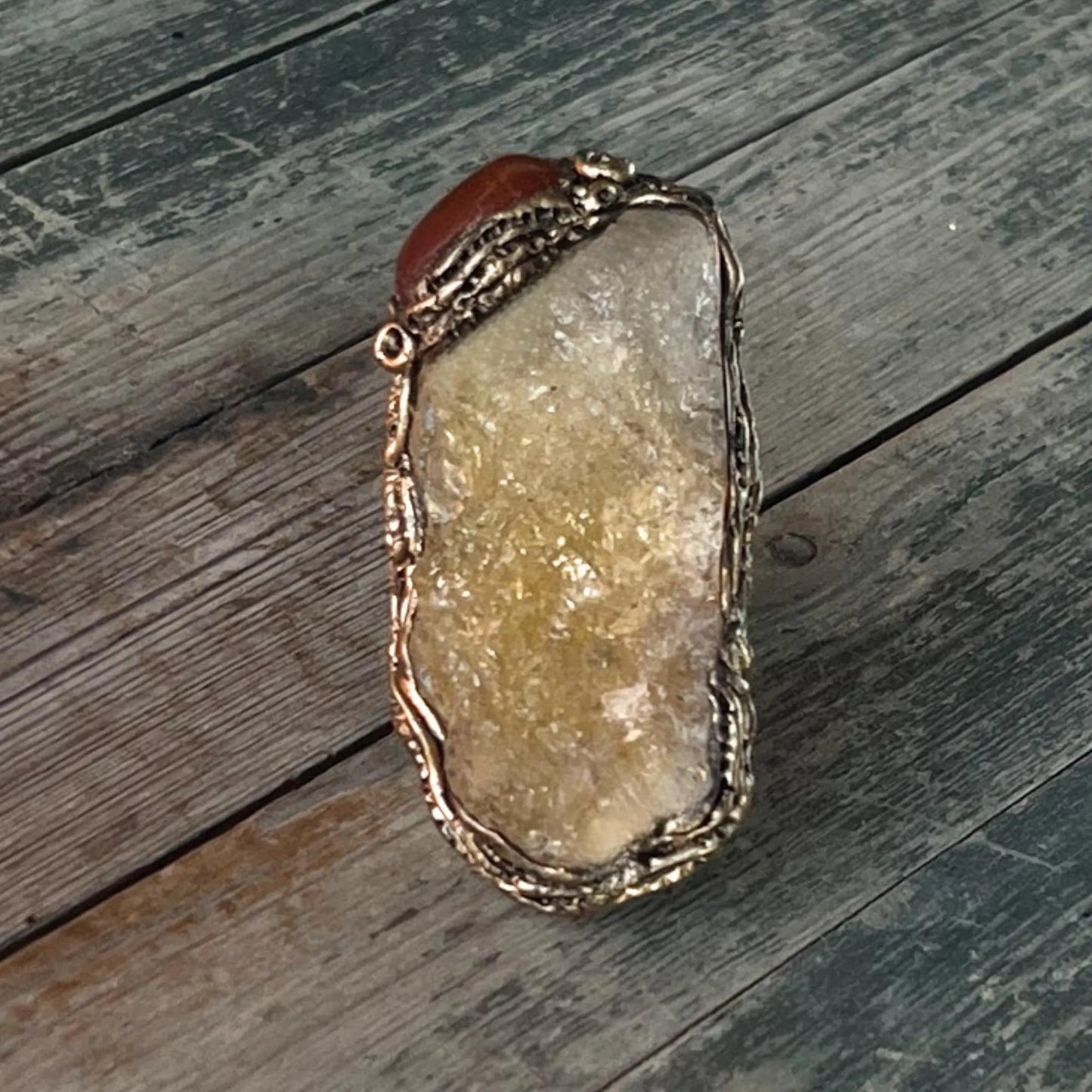Large Statement Raw Citrine Ring, Chunky Gemstone Huge Ring
