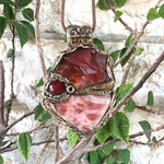 Carnelian Sunstone Pendant Necklace | Healing Crystal Vitality Amulet