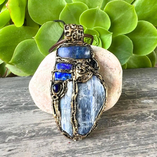 Blue Crystal Necklace with Kyanite, Sodalite & Lapis Lazuli