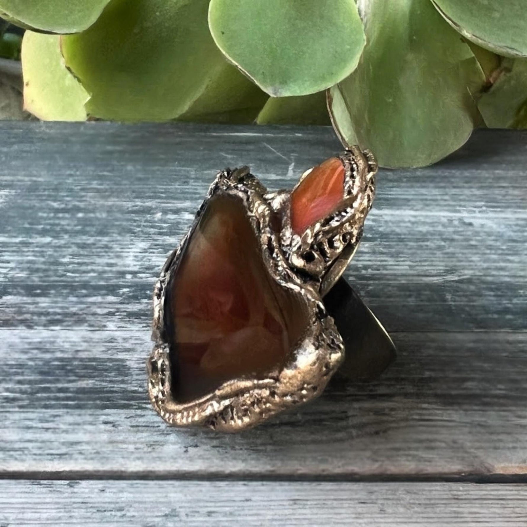 Chunky Carnelian Statement Ring - Huge Gemstone Cocktail Jewelry