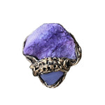 Chunky Chalcedony Calcite Ring - Purple Crystal Cocktail Jewelry