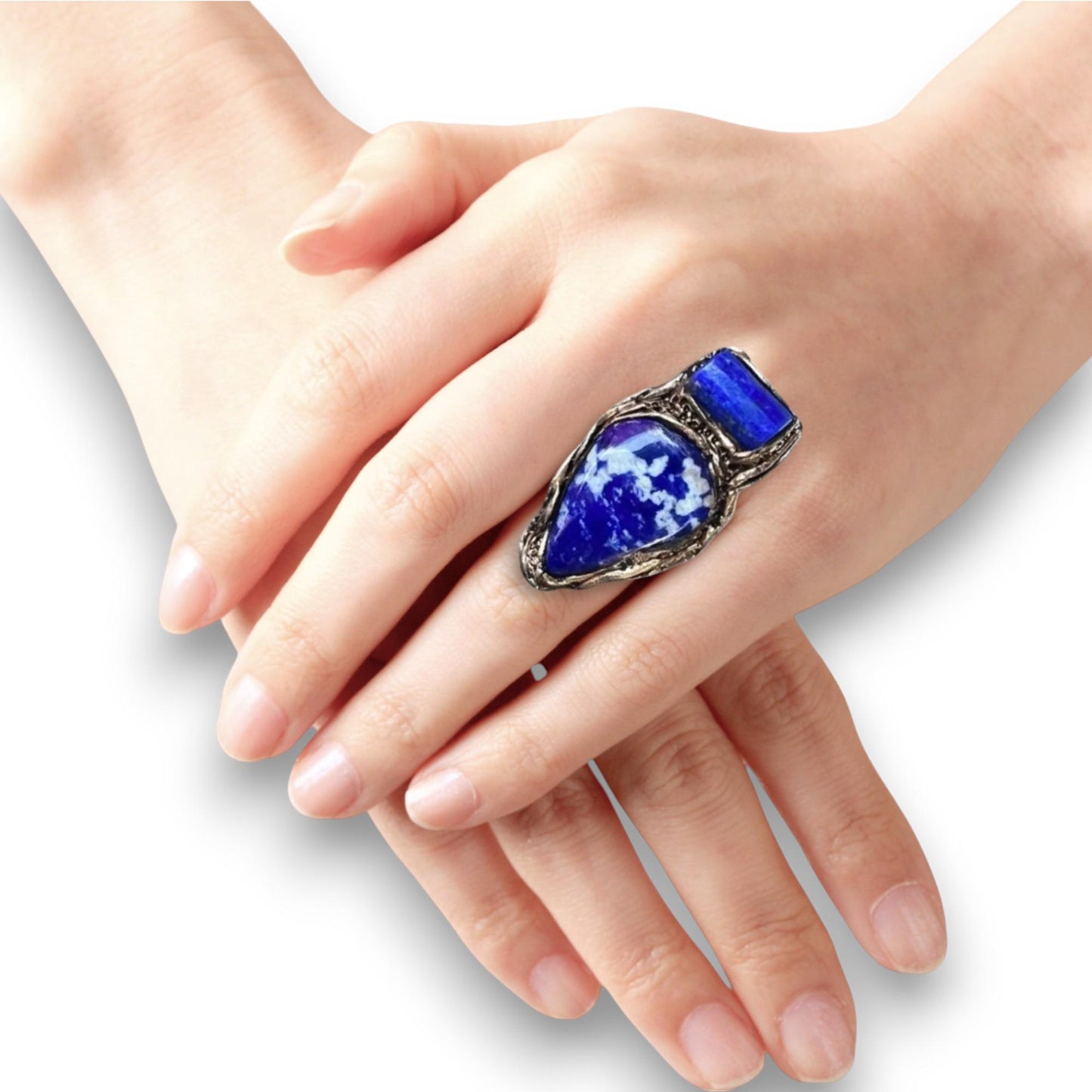 Lapis Lazuli Blue Stone Ring -  Large Statement Cocktail Ring