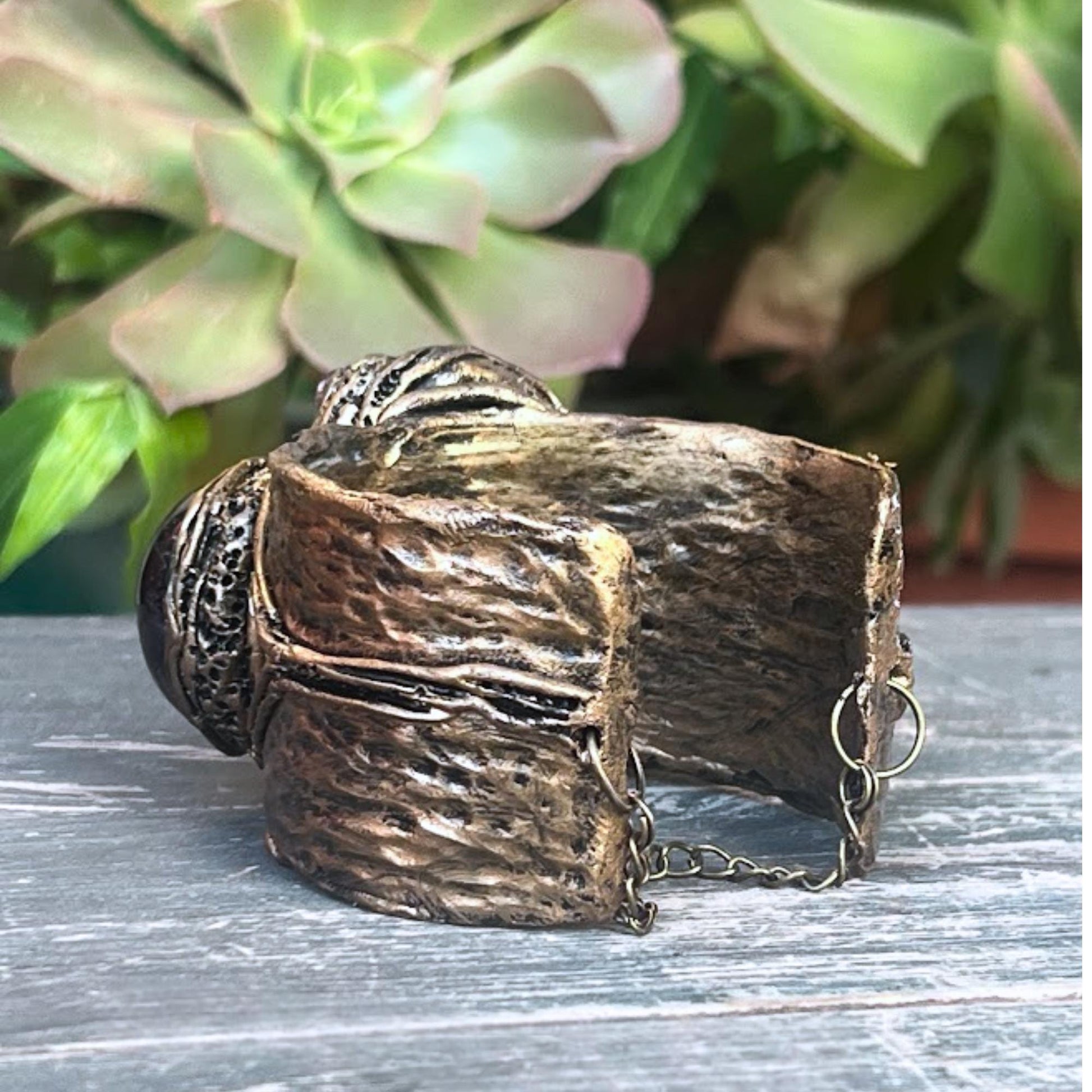 Amethyst Healing Crystal Cuff Bracelet Boho Purple Stone Bracelet