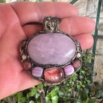 Rose Quartz and Cherry Quartz Necklace: Handmade Pink Stone Pendant