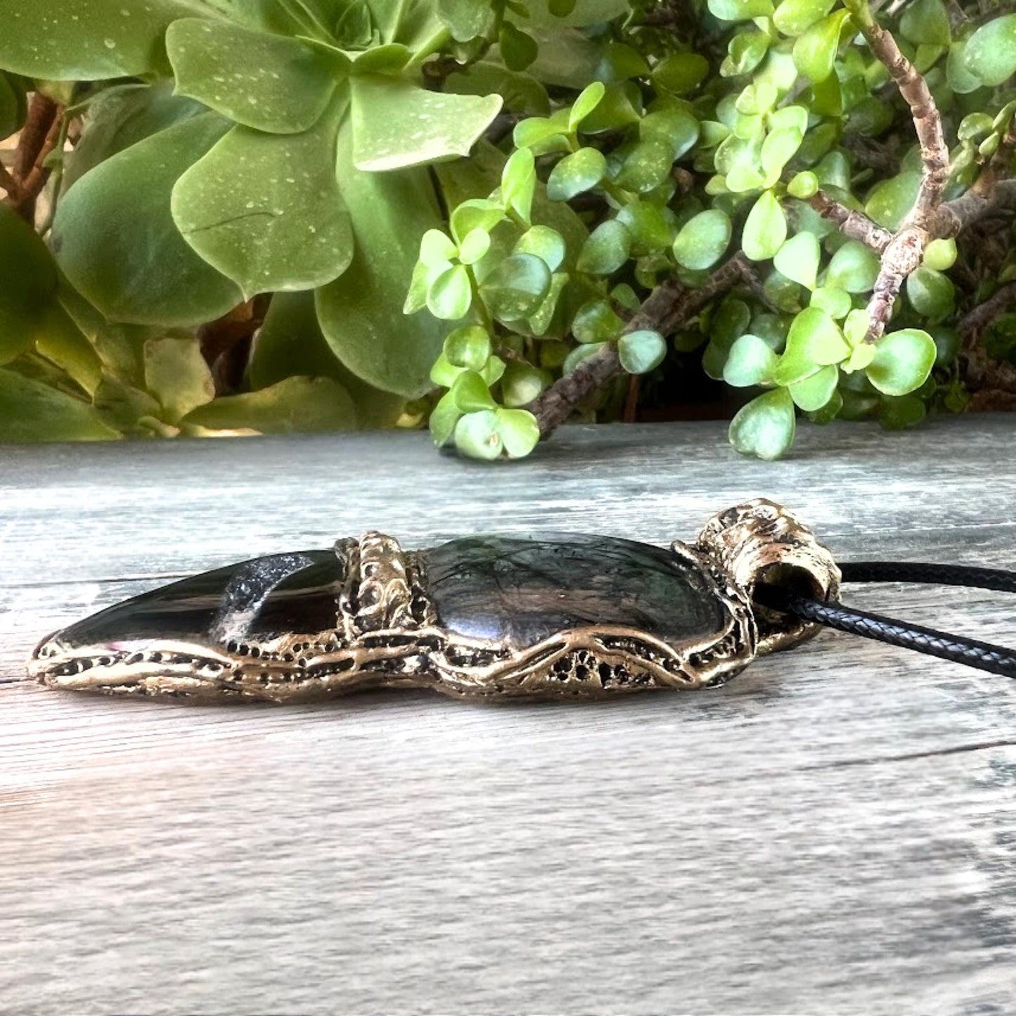 Empath Protection Crystal Pendant - Black Rutilated Tourmaline Quartz and Onyx Necklace