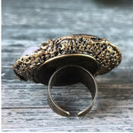 Charoite and Rose Quartz Large Statement Ring -  Purple Chunky Cocktail Ring