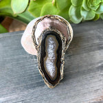 Extra Large Brooch with Agate and Mother of Pearl | Statement Modern Contemporary Jewelry