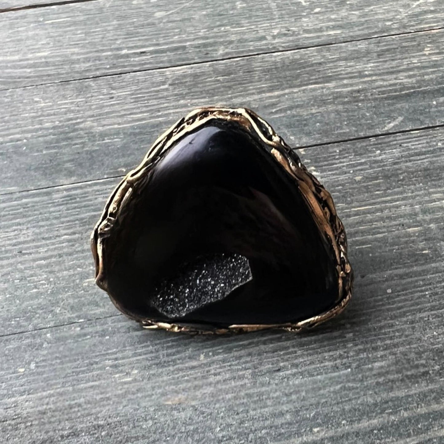 Chunky Druzy Onyx Ring -  Black Oversized Cocktail Statement Ring