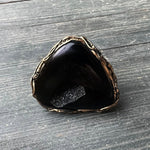 Chunky Druzy Onyx Ring -  Black Oversized Cocktail Statement Ring