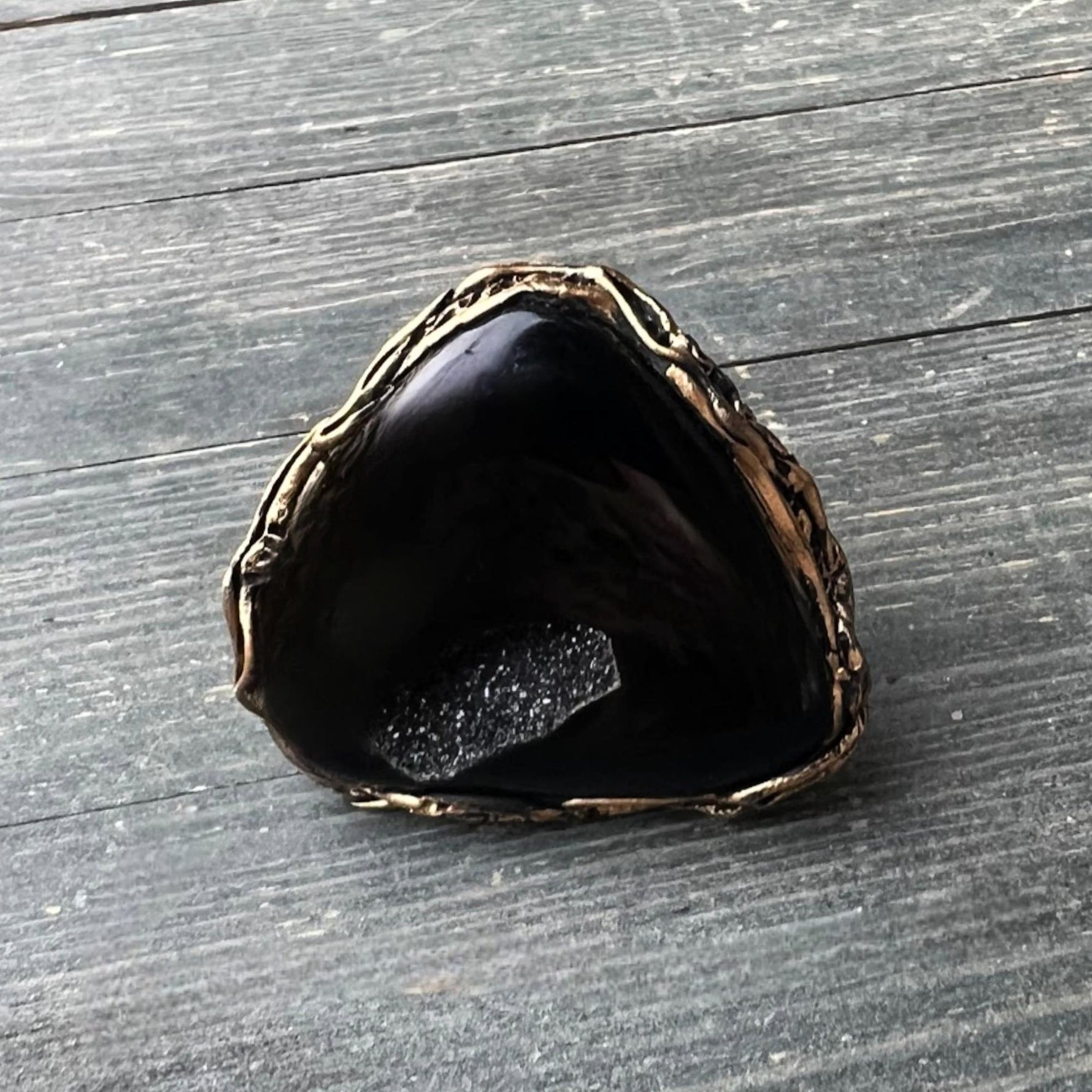Chunky Druzy Onyx Ring -  Black Oversized Cocktail Statement Ring