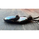 Mother of Pearl Necklace with Abalone and Epidote - Statement Shell Jewelry