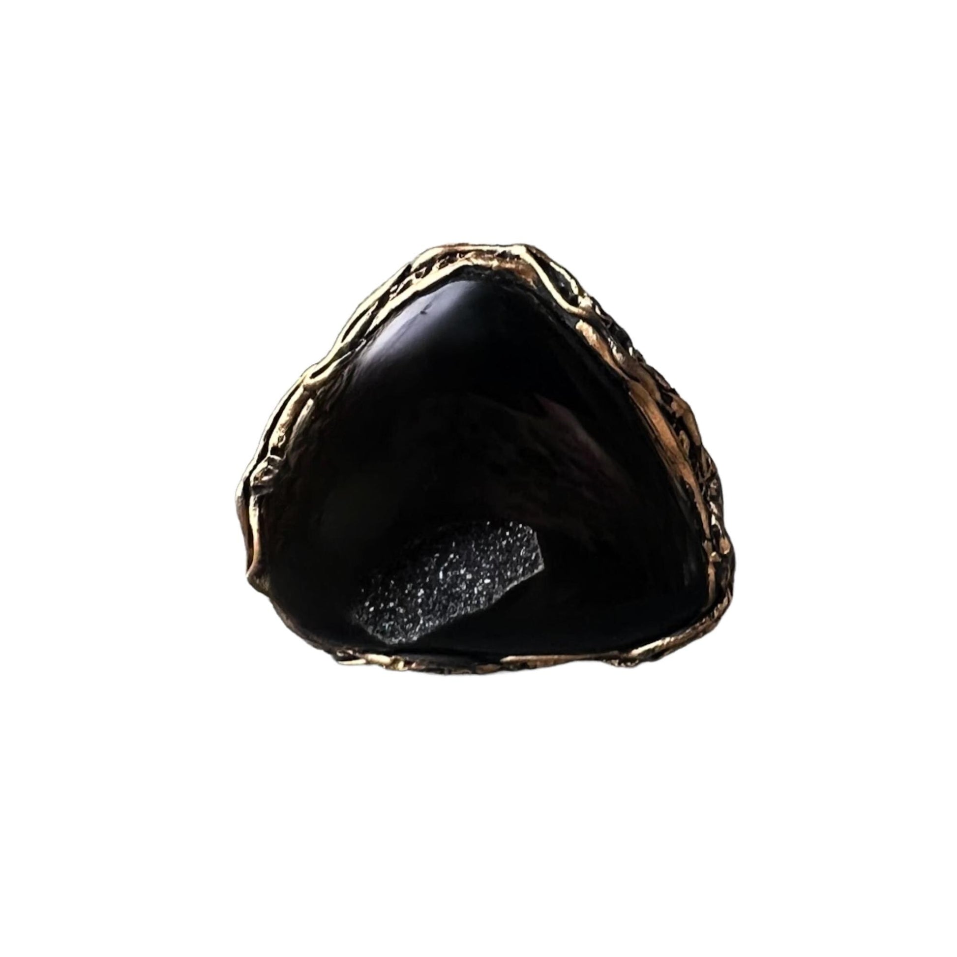 Chunky Druzy Onyx Ring -  Black Oversized Cocktail Statement Ring