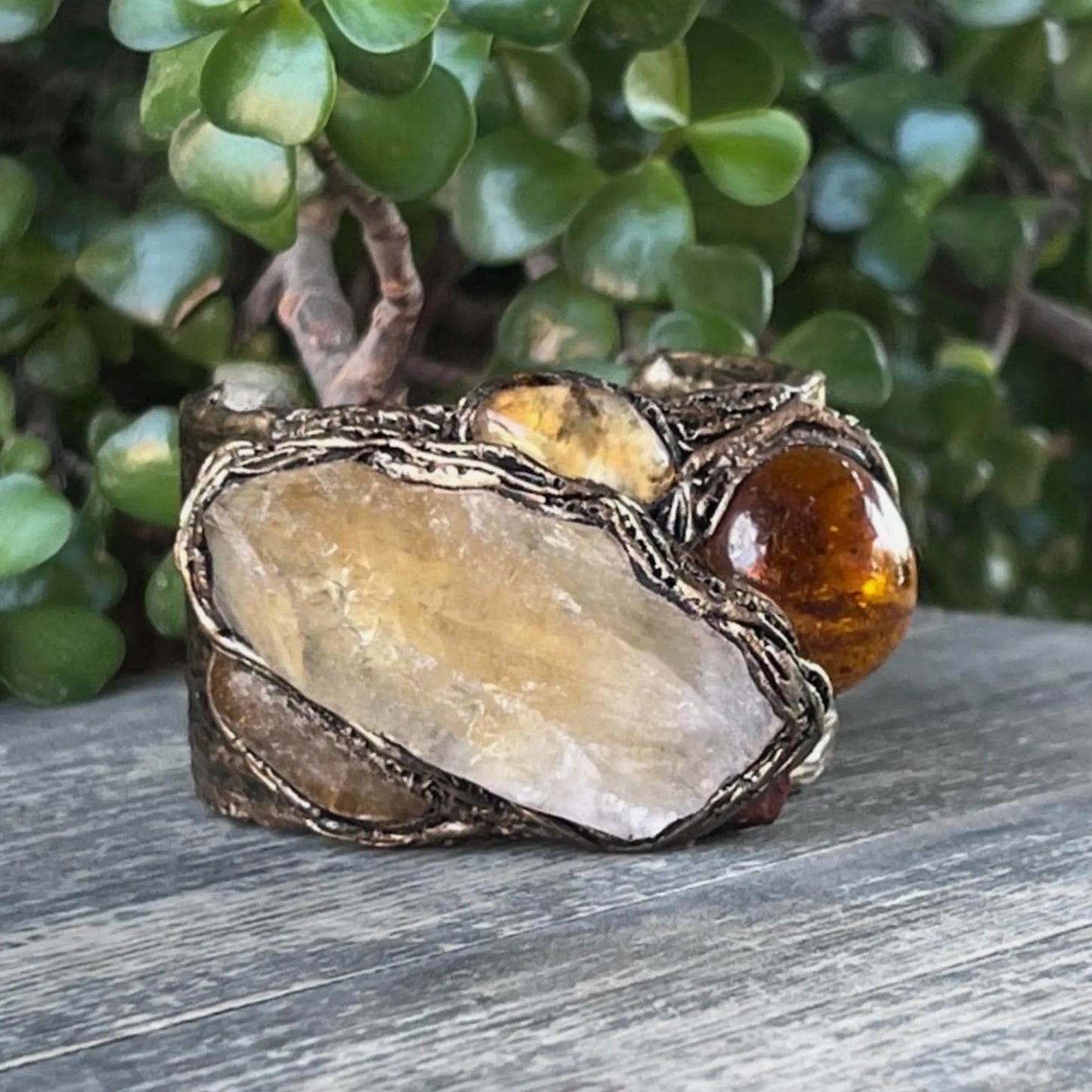 Large Statement Raw Citrine Ring, Chunky Gemstone Huge Ring