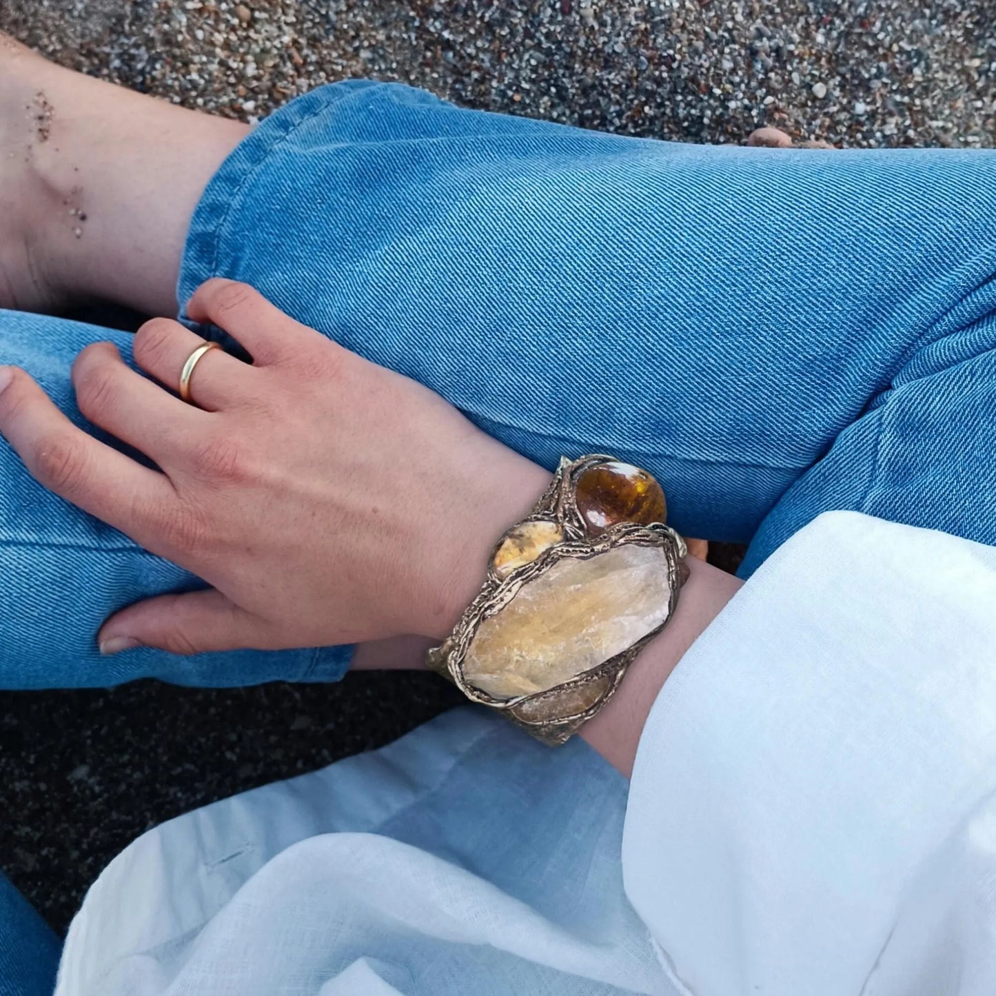 Large Statement Raw Citrine Ring, Chunky Gemstone Huge Ring