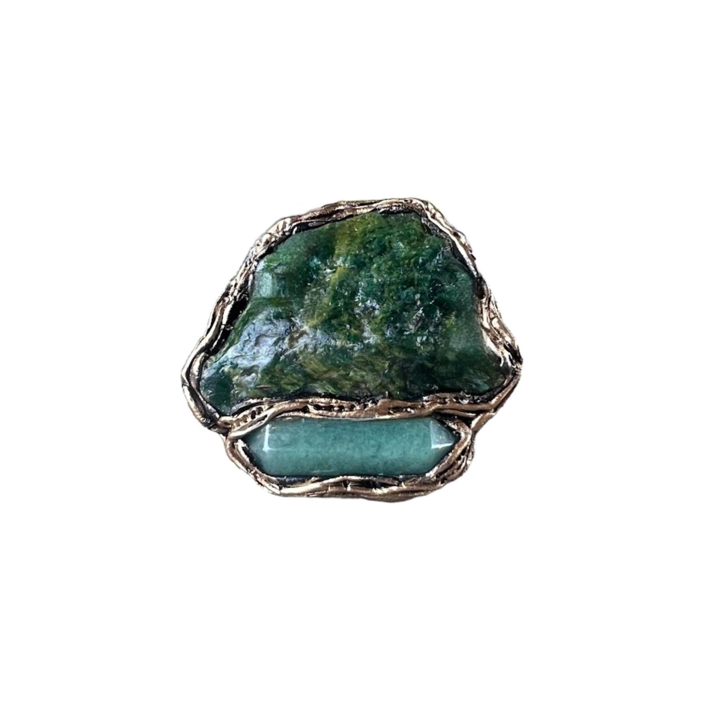 Buddstone Aventurine Statement Ring -  Chunky Green Crystal Cocktail Ring